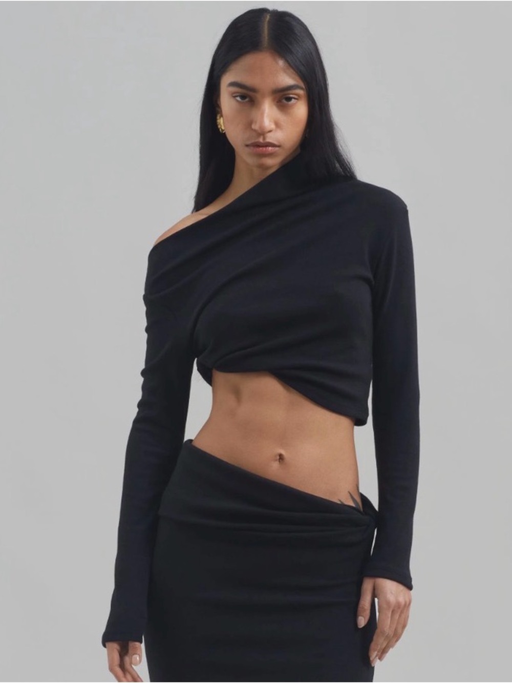 NWT The Frankie Shop | Margot Asymmetric Long Sleeve Crop Top | M/L